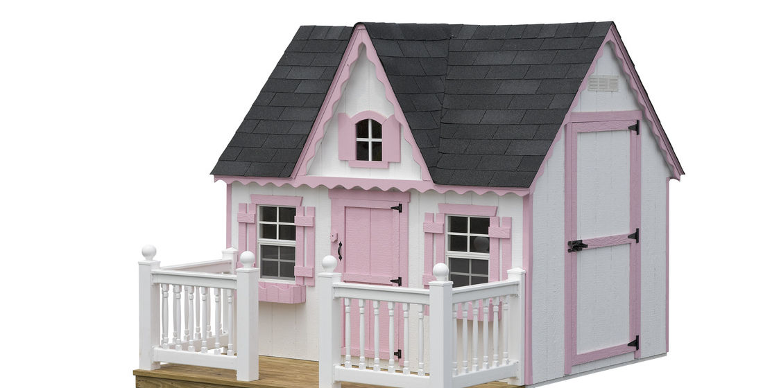 Victorian Playhouse with Porch and Pink Trim