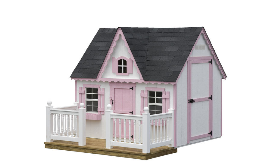 Victorian Playhouse with Porch and Pink Trim