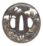 竹林の七賢人図鍔（鐔） 無銘, 拵用金具, 無銘