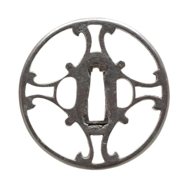 日本刀販売専門店 銀座長州屋 鍔 鐔 販売品 四方剣頭鐶透鍔（鐔） 無銘