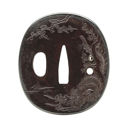 梅龍図鍔（鐔）　無銘　薩摩金工知識派