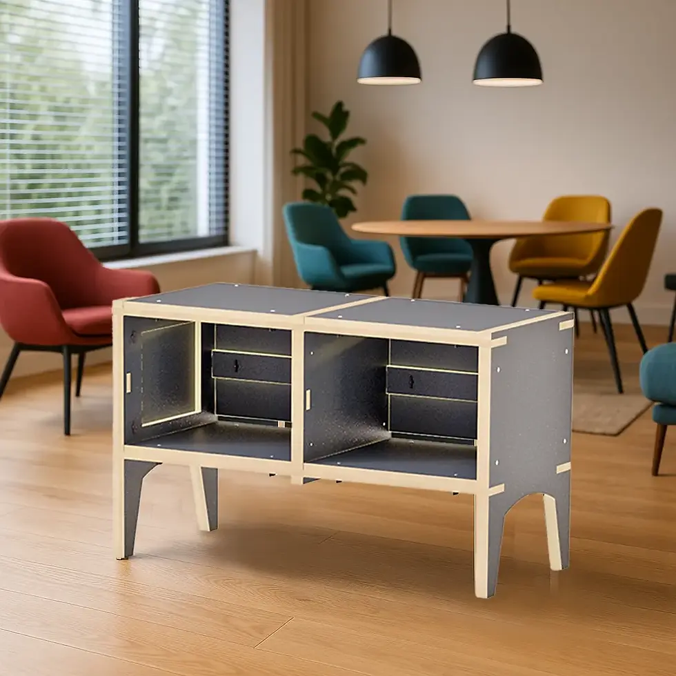 Miniatura: Aparador Caetés Azul Petróleo – móvel desmontável, sem ferramentas, design inteligente