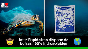 Inter Rapidísimo implementa bolsa que se convierte en comida para peces