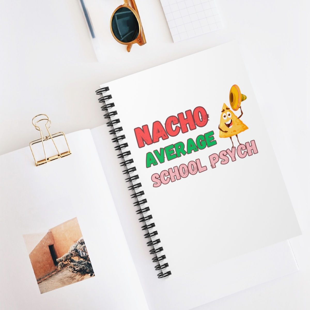 "Nacho Average School Psych" (Version 2) Spiral Notebook - Ruled Line