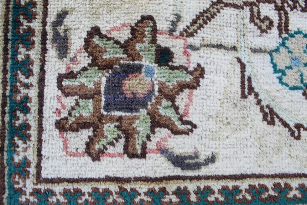 Thumbnail: Vintage Hand made White Green Carpet