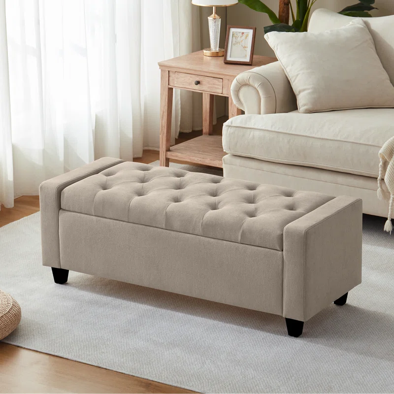 Thumbnail: Penna Zuura Polyester Upholstered Storage Bench