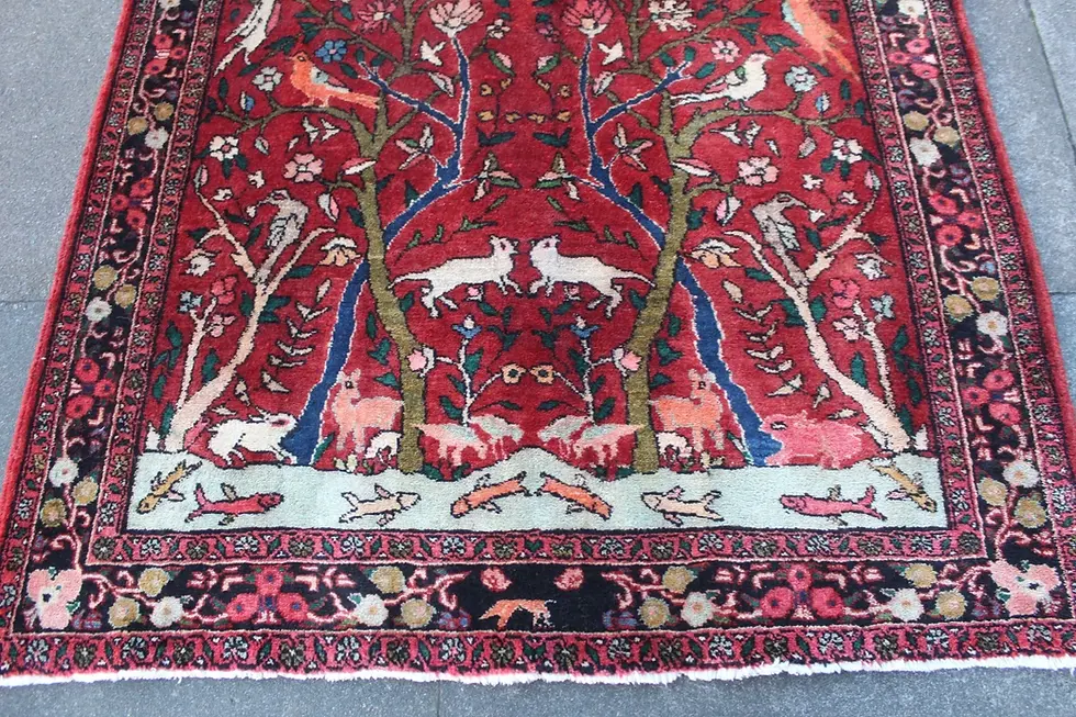 Thumbnail: Hand Made  Wool Red Animal Scene rug