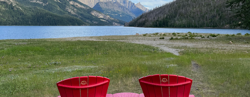 A set of the famous red chairs in Waterton, Alberta