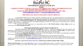 Aviso - Contribuição Sindical 2017