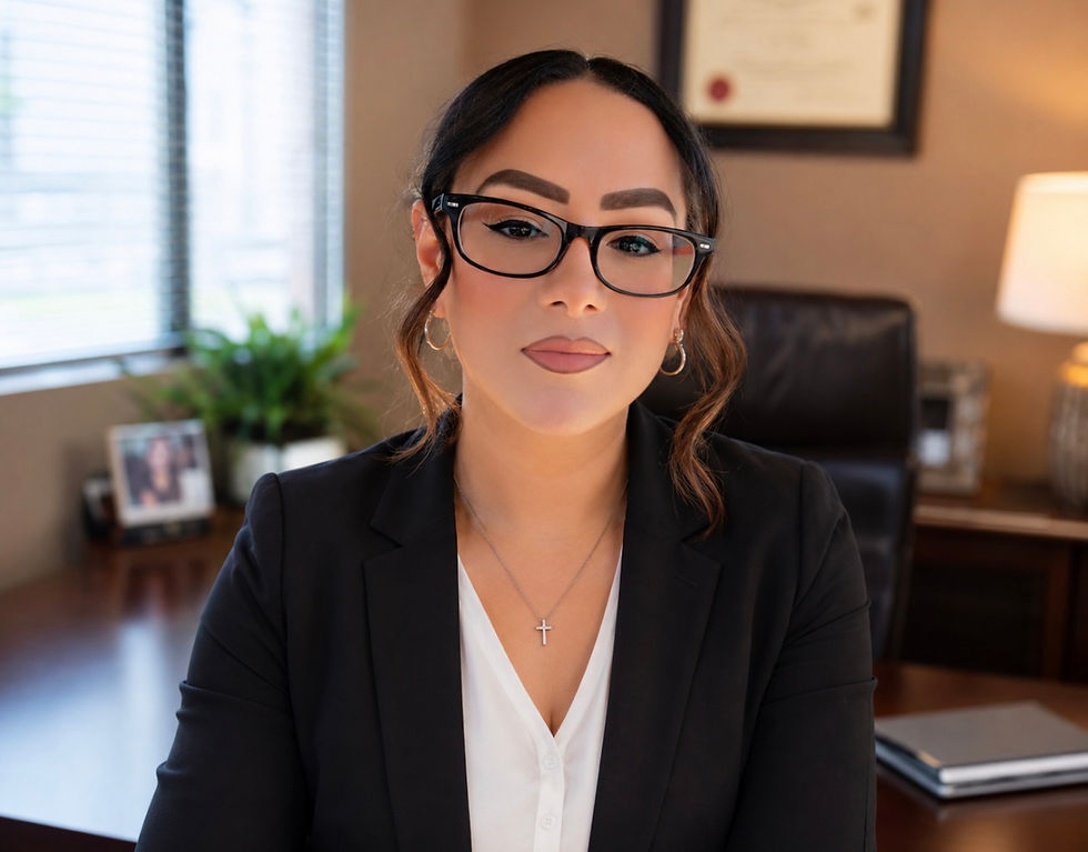 Professional portrait of Kimberly C. Vela seated at a desk in an office.