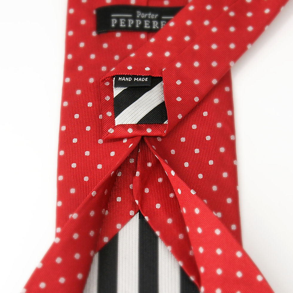 Thumbnail: open folds of red with white spots Mulberry Silk Seven Fold Tie