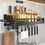 Thumbnail: 1pc Kitchen Wall-mounted Spice Storage Rack With Hooks