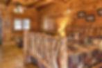 Internior of a cozy, rustic wooden cabin