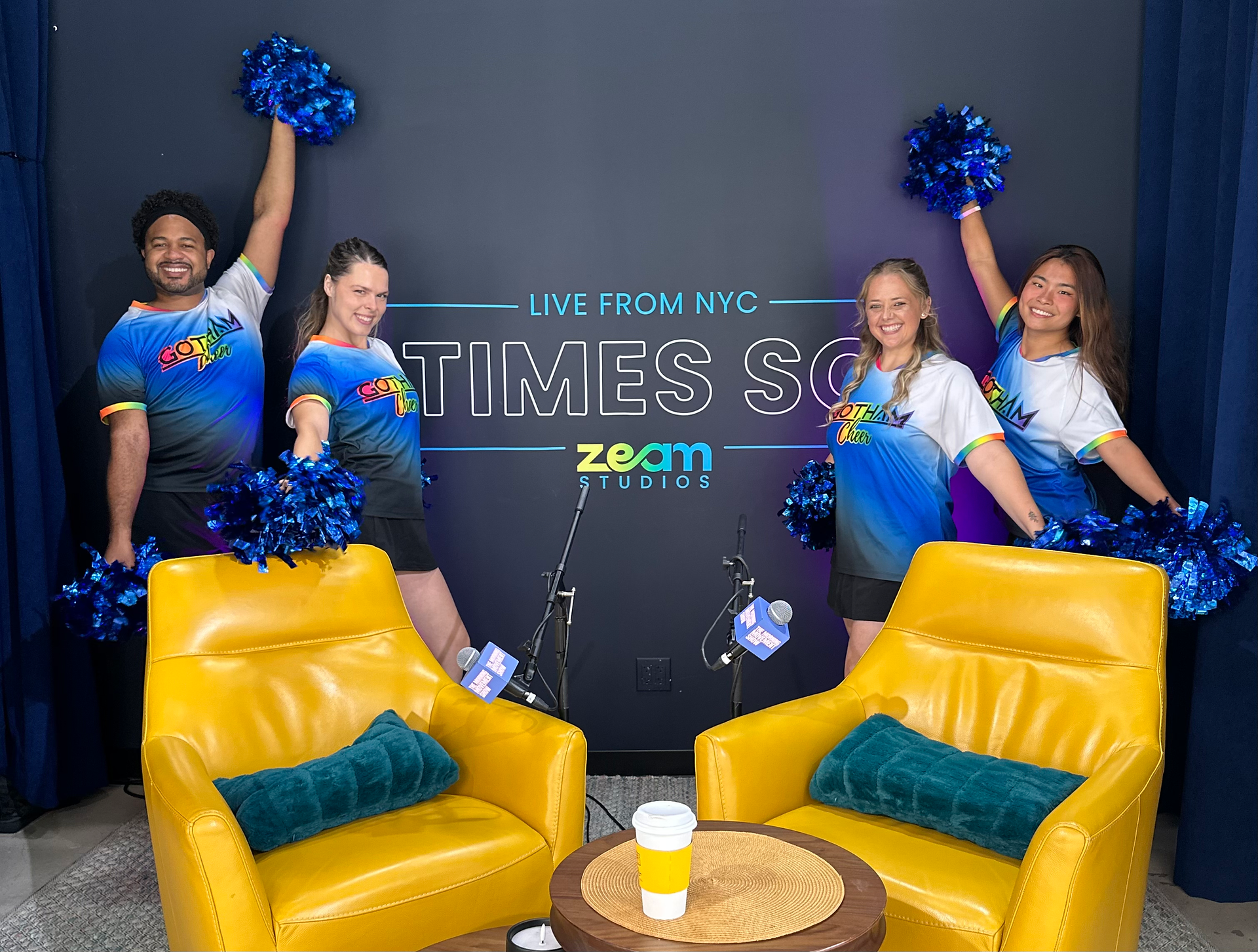 Gotham Cheer cheerleaders at Zeam studios Time Square NYC