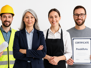 Certified professionals from different industries with a ProSkills4U training certificate