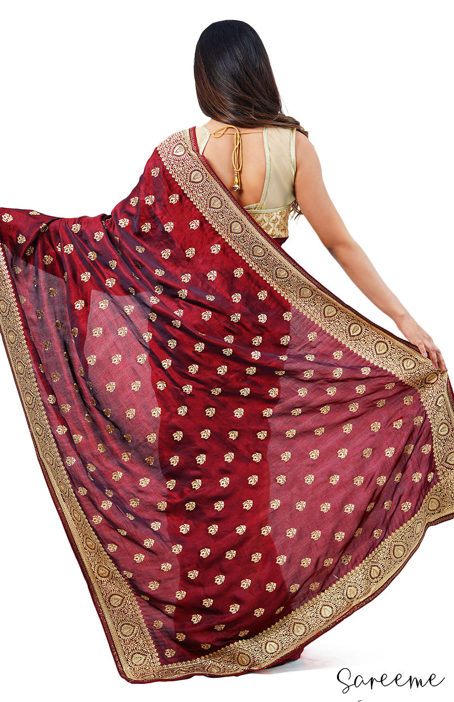 Thumbnail: Burgundy Dream Silk Saree