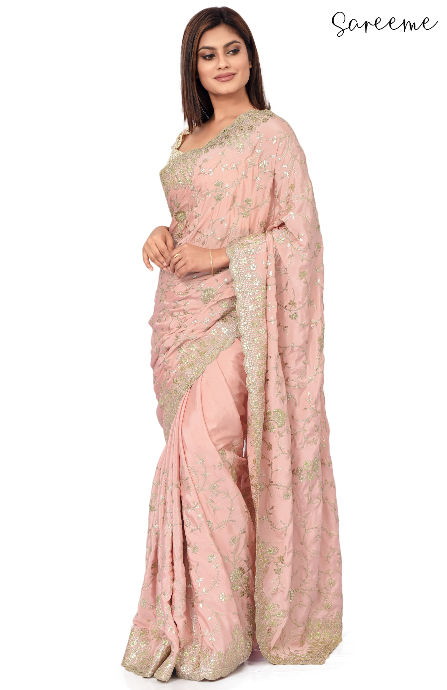 Thumbnail: Light Pink Italian Silk Saree