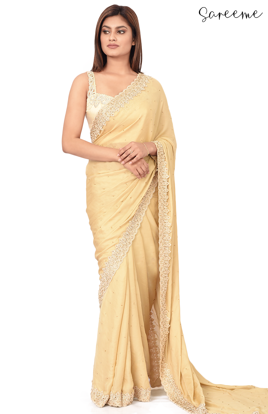 Classic Gold Satin Saree