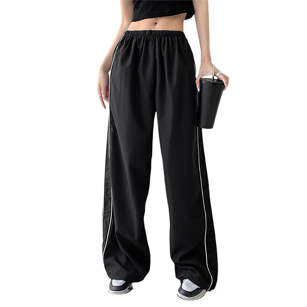 Thumbnail: Women Summer Y2K Loose Cargo Pants Elastic Waist Baggy Wide Leg Straight Trouser