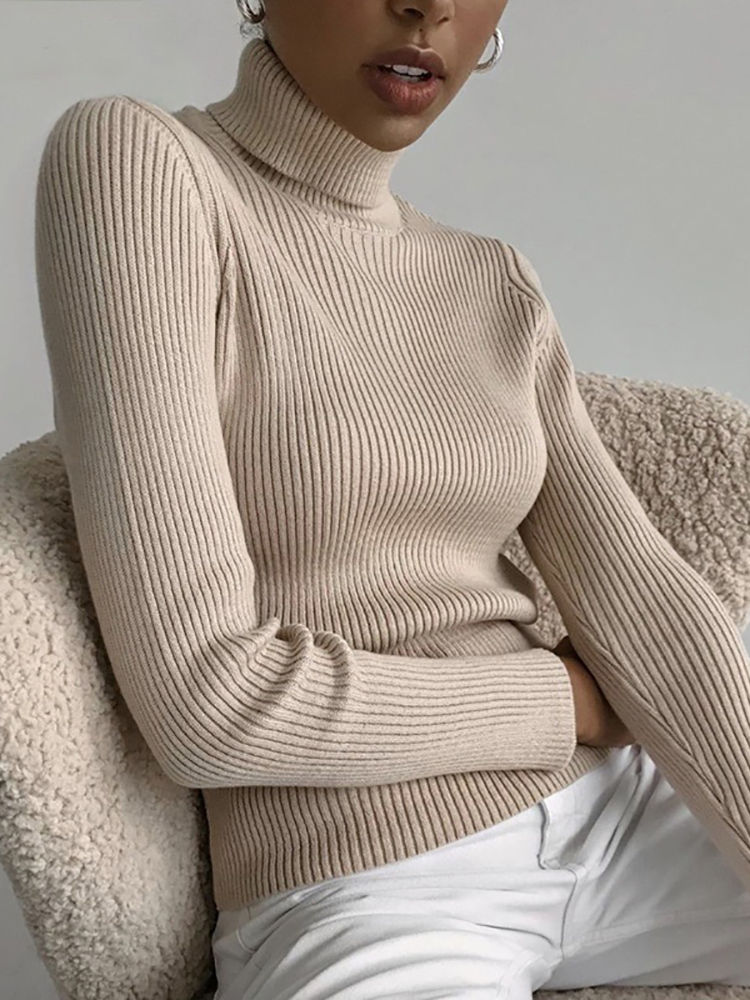 Women Fall Turtleneck Sweater Knitted Soft Pullovers Cashmere Jumpers Basic Soft