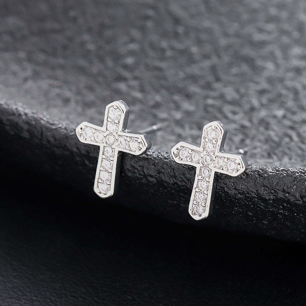 Miniatura: Stainless Steel Earrings Hip Hop Jewelry Stud Earring Iced Out Zircon Dollar Sig