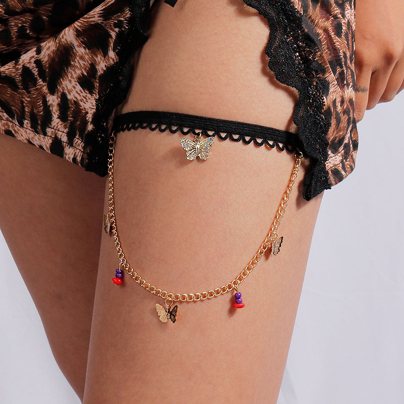 Miniatura: Aihua Bohemia Multilayer Tassel Pearls Leg Chains for Women Elastic Thigh Chain 