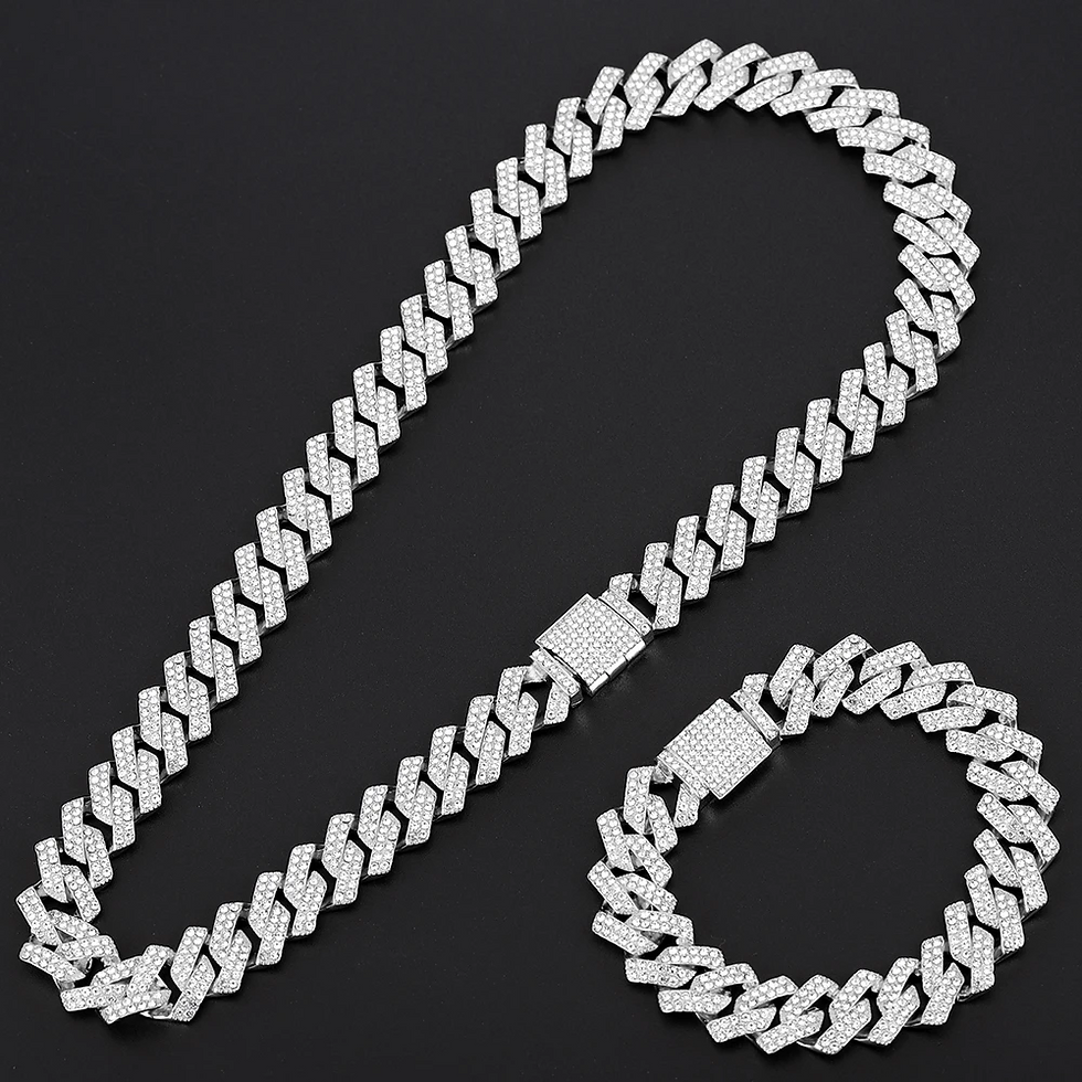 Miniatura: 16mm Hip Hop Miami Cuban Link Chain Set Necklace +Watch+Bracelet Creative Iced O