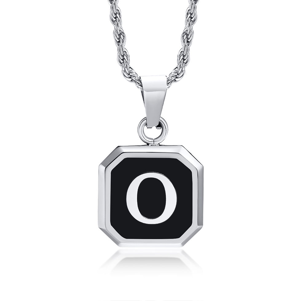 Miniatura: Initials Necklaces for Men Women,A-Z 26 Letters Black Square Stainless Steel Pen