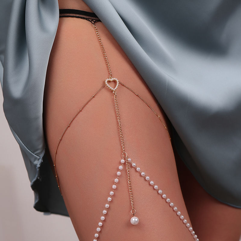 Miniatura: Aihua Bohemia Multilayer Tassel Pearls Leg Chains for Women Elastic Thigh Chain 