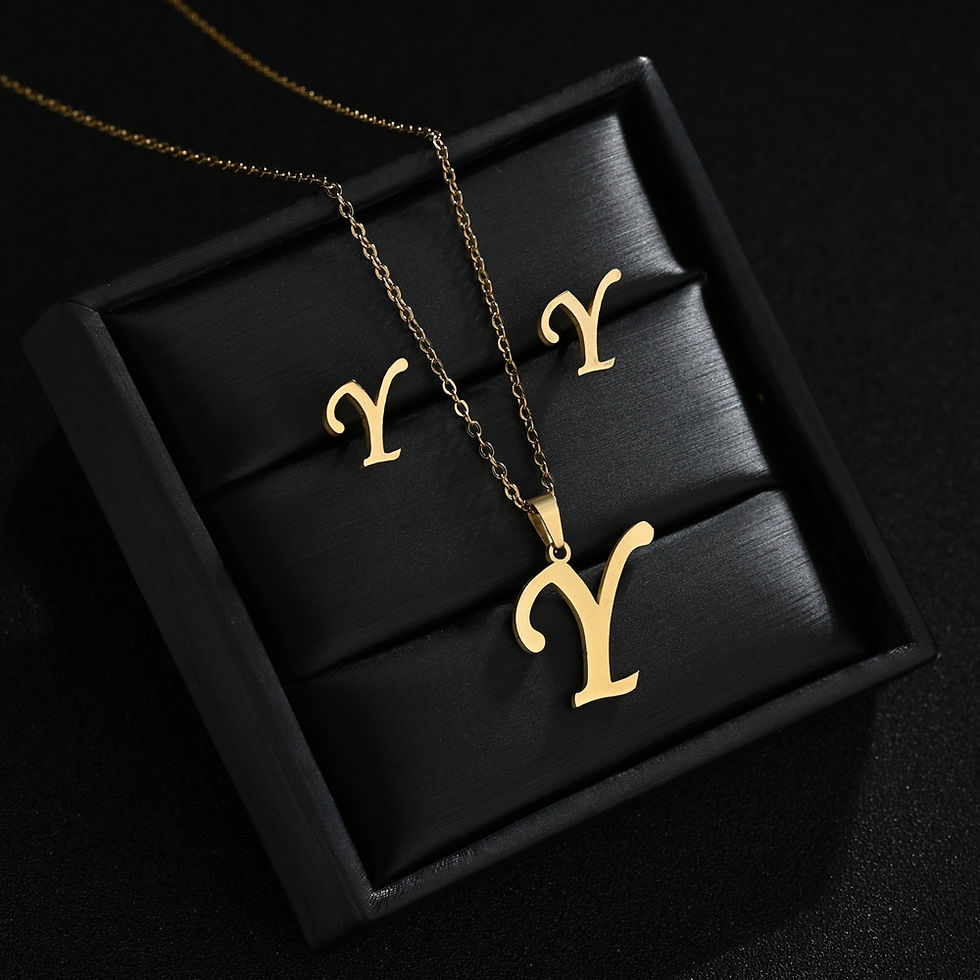 Miniatura: Stainless Steel 26 Letters Initial Women Alphabet Pendants Necklaces Earring Jew