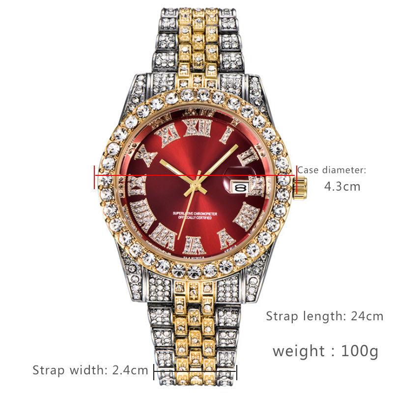 Miniatura: Necklace +Watch+Bracelet Hip Hop Miami Curb Cuban Chain Gold Iced Out Paved Rhin