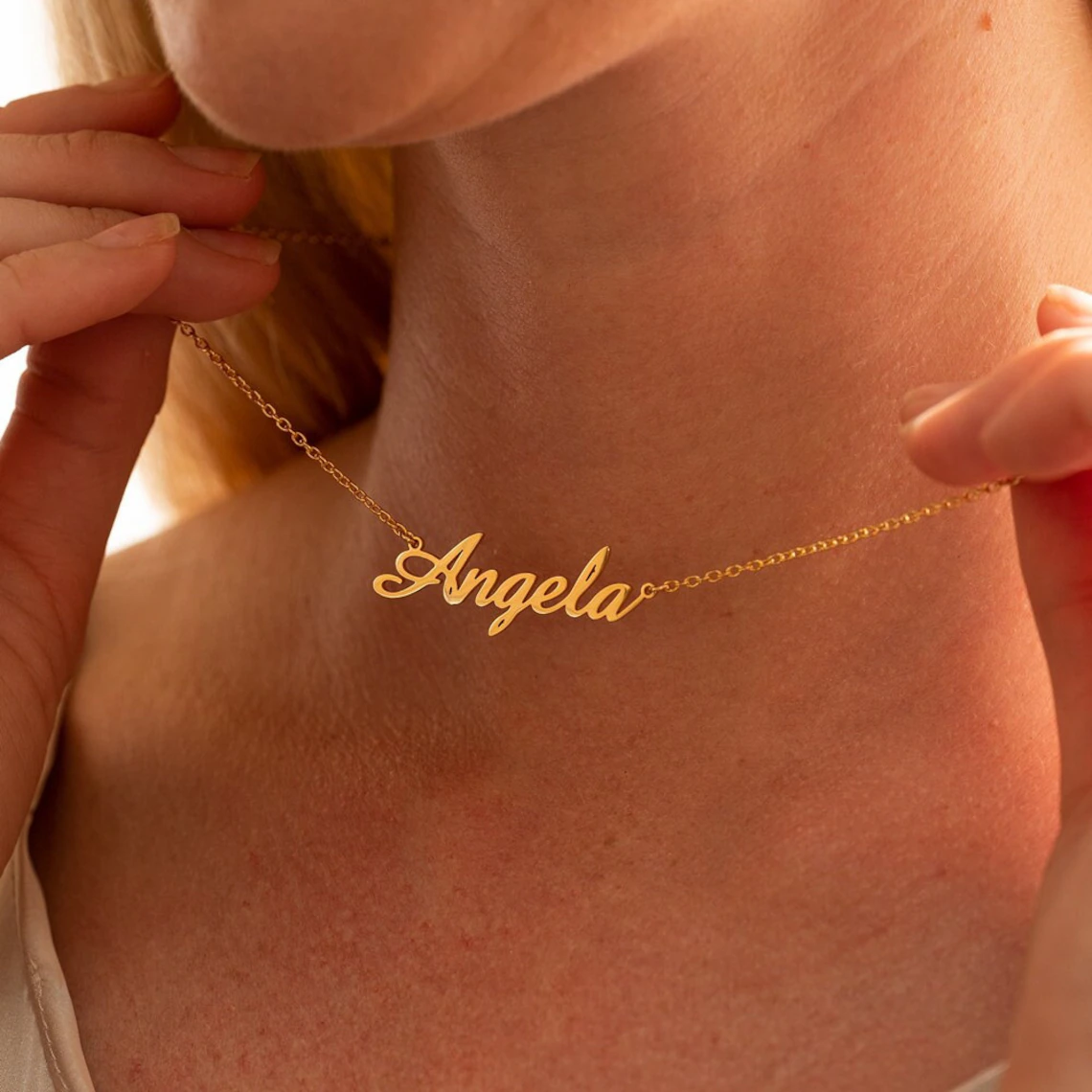 custom name necklace for Women Personalized Nameplate pendant Stainless Steel Go