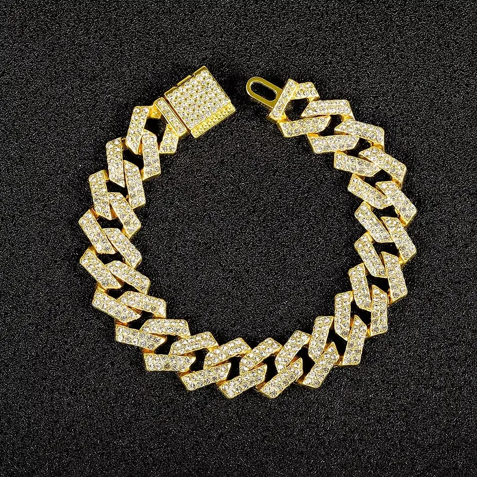 Miniatura: 16mm Hip Hop Miami Cuban Link Chain Set Necklace +Watch+Bracelet Creative Iced O