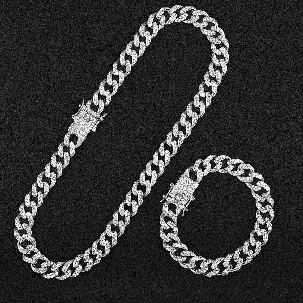 Miniatura: Necklace +Watch+Bracelet Hip Hop Miami Curb Cuban Chain Gold Iced Out Paved Rhin