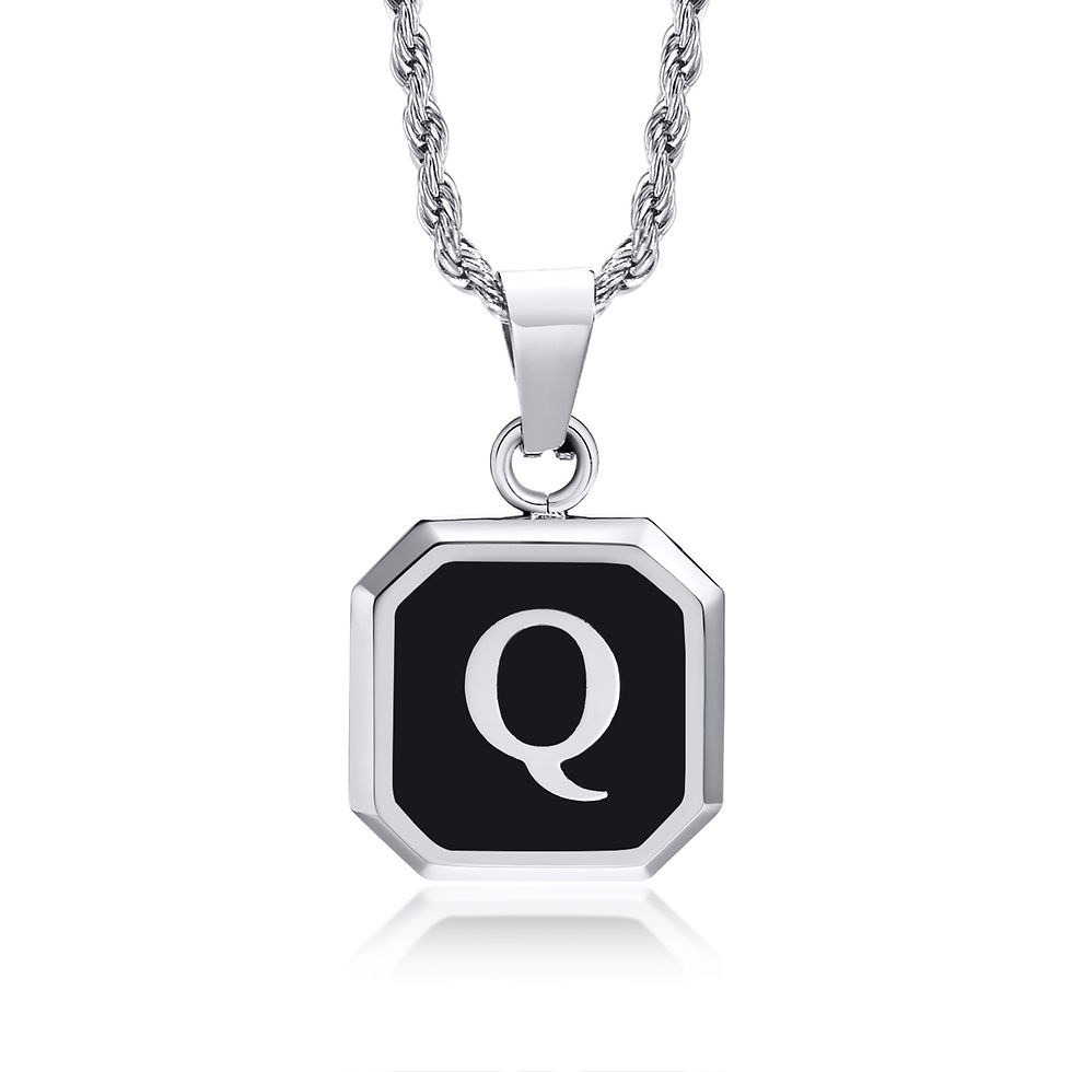 Miniatura: Initials Necklaces for Men Women,A-Z 26 Letters Black Square Stainless Steel Pen