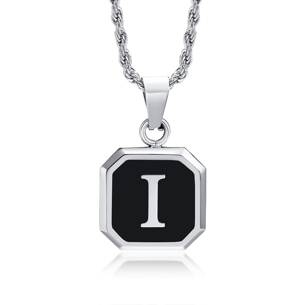 Miniatura: Initials Necklaces for Men Women,A-Z 26 Letters Black Square Stainless Steel Pen