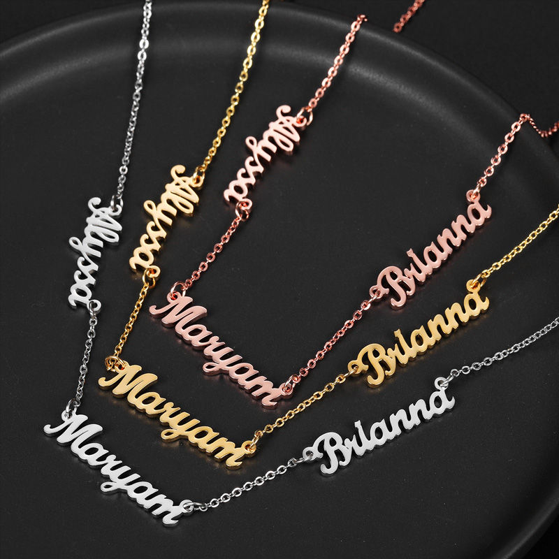 Miniatura: Personalized Multiple Names Necklace Custom Stainless Steel 6 Nameplates Pendant
