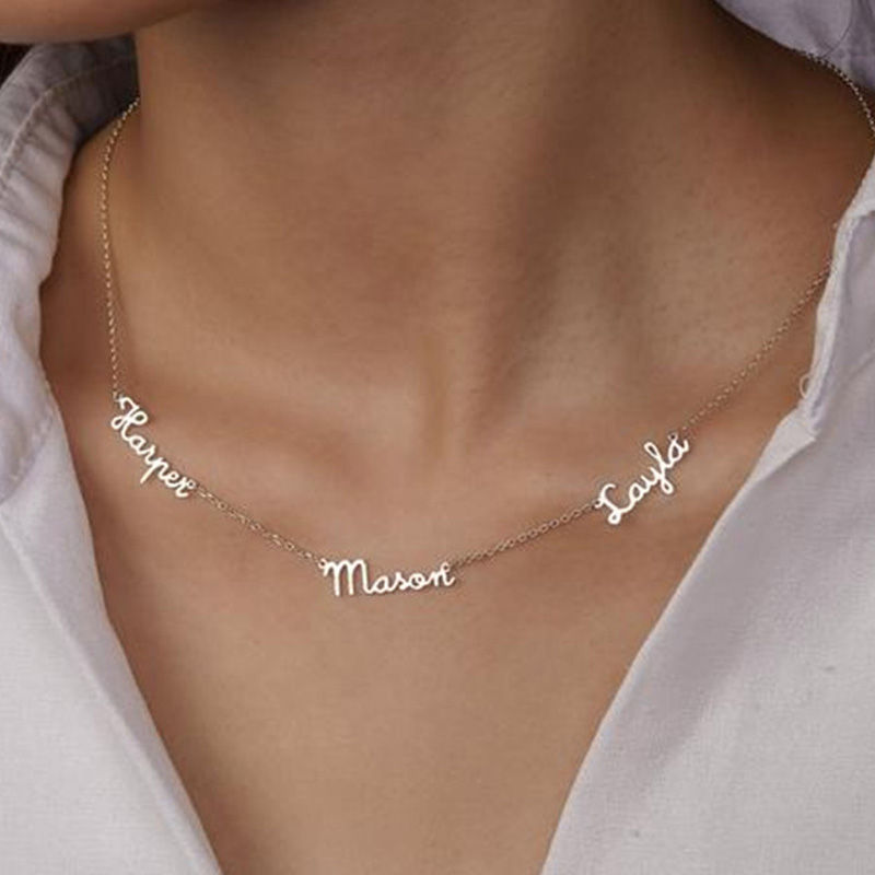 Miniatura: Personalized Multiple Names Necklace Custom Stainless Steel 6 Nameplates Pendant