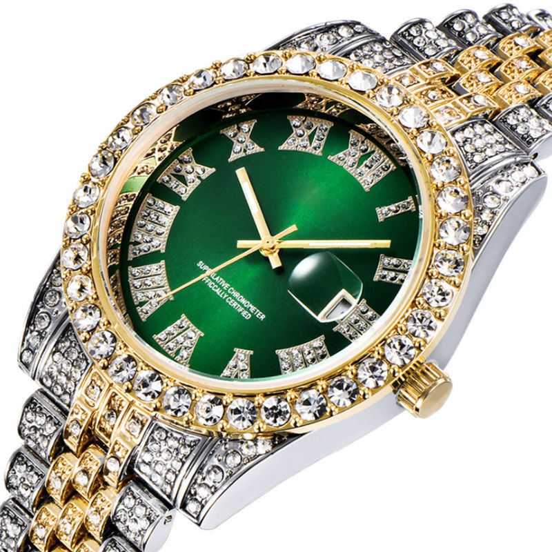 Miniatura: Necklace +Watch+Bracelet Hip Hop Miami Curb Cuban Chain Gold Iced Out Paved Rhin