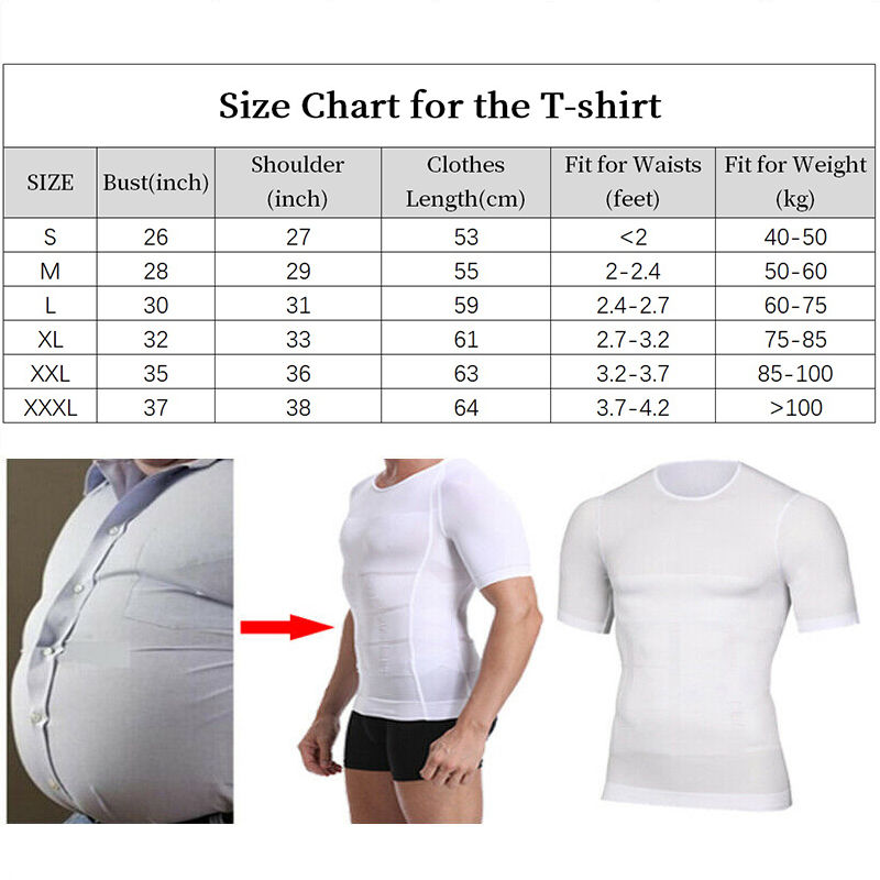 Miniatura: Men's Slimming Body Shapewear Corset Vest Shirt Compression Abdomen Tummy Belly 