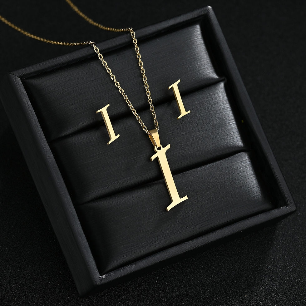 Miniatura: Stainless Steel 26 Letters Initial Women Alphabet Pendants Necklaces Earring Jew