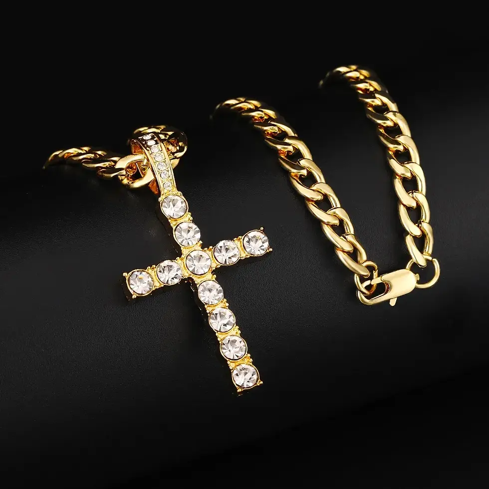 Miniatura: 16mm Hip Hop Miami Cuban Link Chain Set Necklace +Watch+Bracelet Creative Iced O