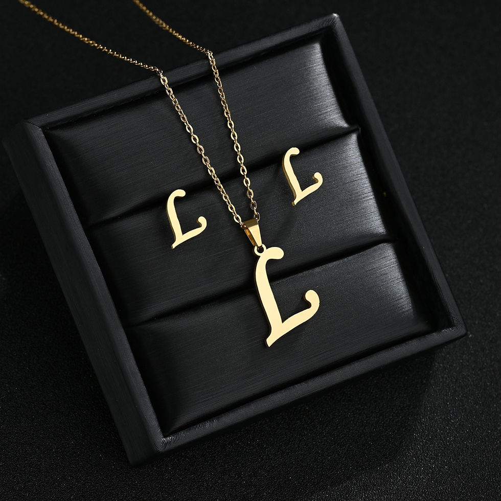 Miniatura: Stainless Steel 26 Letters Initial Women Alphabet Pendants Necklaces Earring Jew
