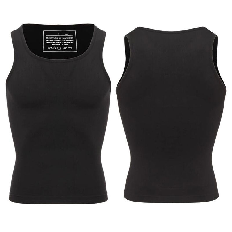 Miniatura: Mens Compression Shirts Slimming Body Shaper Vest Workout Tank Top Tummy Control