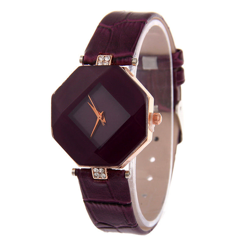 Miniatura: Relogio Feminino Fashion Exquisit Gem Cut Geometry Watch Women Blue Watches Leat