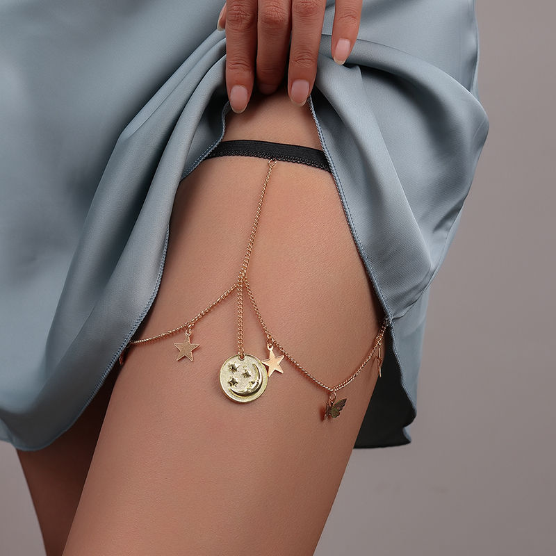 Miniatura: Aihua Bohemia Multilayer Tassel Pearls Leg Chains for Women Elastic Thigh Chain 