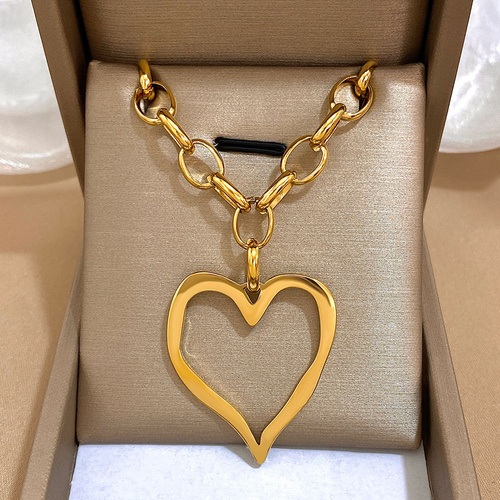 316L Simple Stainless Steel Chunk Chain Necklace For Women Men New Chic Hollow H