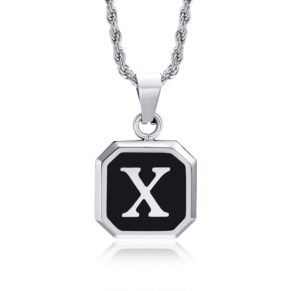 Miniatura: Initials Necklaces for Men Women,A-Z 26 Letters Black Square Stainless Steel Pen
