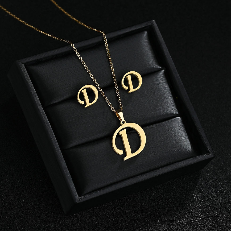 Miniatura: Stainless Steel 26 Letters Initial Women Alphabet Pendants Necklaces Earring Jew