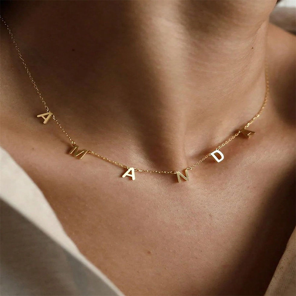 Miniatura: Custom Letters Name Necklace for Women Gold Color Stainless Steel Personalized N